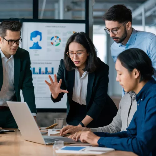 An enterprise leadership team discussing the strategy for building internal platform teams to drive developer productivity and scale.